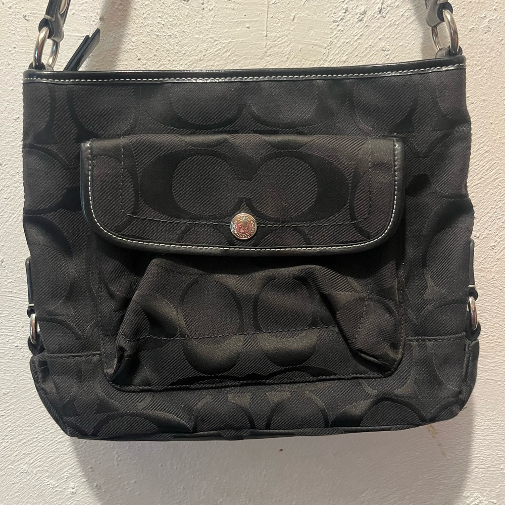 Coach Black Crossbody Bag with Textured Design